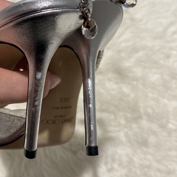 Jimmy Choo Saeda 100 glitter plexi &‎ leather pump size 36.5EU - Picture 12 of 13